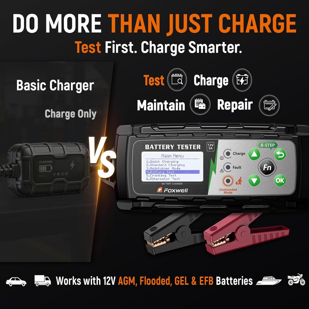 12V Car Battery Charger & Test - Health & Wellness Stores บทวิจารณ์และราคา